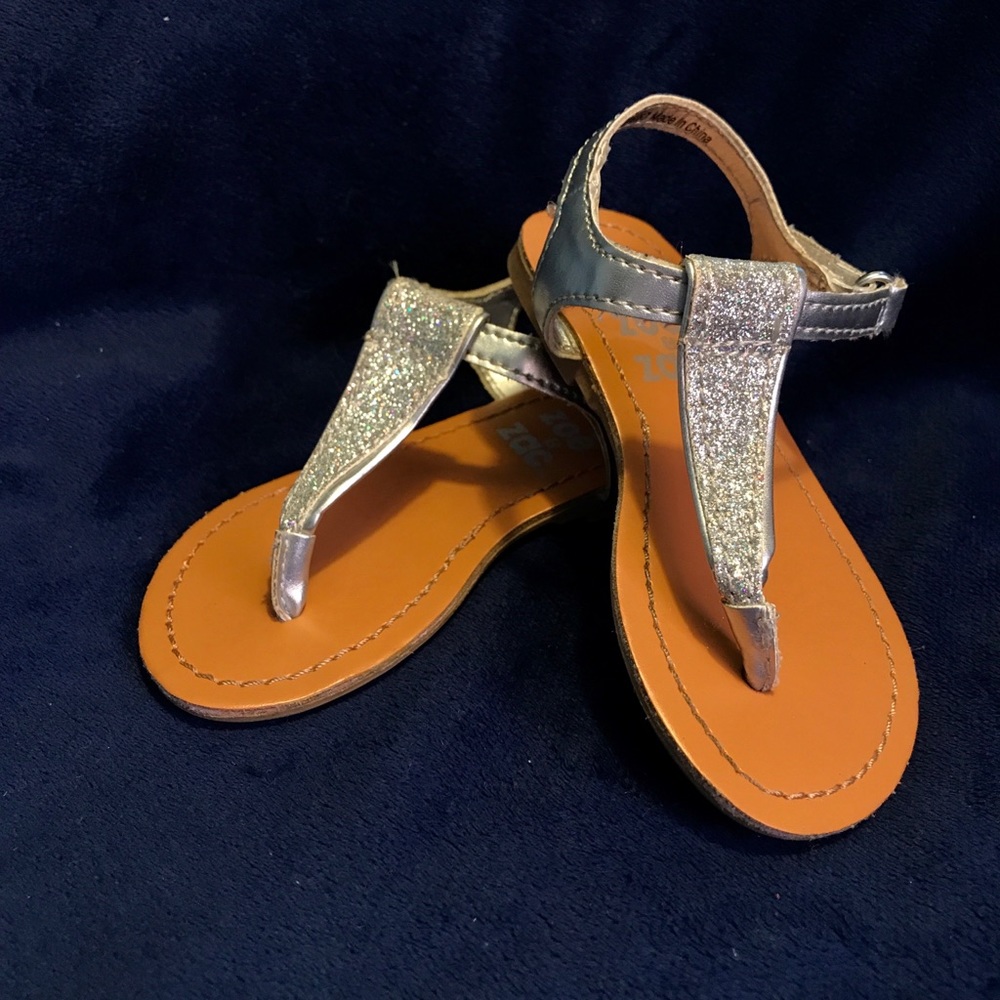 ‘Zoe & Zac’ Toddler Glitter Sandals 5c